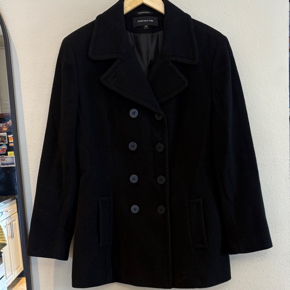 Jones New York Jackets & Blazers - Jones New York Women's Classic Black Peacoat size 12 
Perfect oversized look